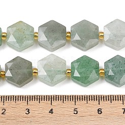 天然石グリーンアベンチュリンビーズ連売り  シードビーズで  ファセット六角形カット  六角  12x13~13.5x5.5~6mm  穴：1.2mm  約28個/連  15.55インチ（39.5cm）&nbsp;G-G144-A04-01B