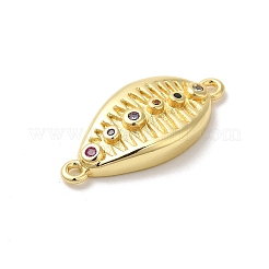 Rack Plating Brass Pave Colorful Cubic Zirconia Shell Shaped Connector Charms&nbsp;KK-Z056-30G
