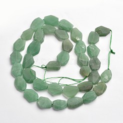 Nuggets Natural Frosted Green Aventurine Bead Strands&nbsp;G-N0156-02