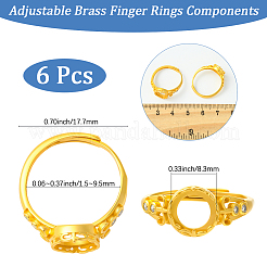 6Pcs Adjustable Brass Finger Rings Components&nbsp;KK-BBC0021-27