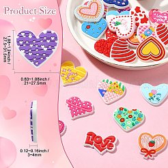 50 個 25 スタイル PVC プラスチックカボション  かわいい漫画のハート  ミックスカラー  21~27.5x27.5~31.5x3~4mm  2個/スタイル&nbsp;FIND-CJ0002-94
