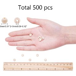 丸い未完成の木製ビーズ  天然木製ルースビーズスペーサービーズ  モカシン  8x7mm  穴：2~3mm  500個/袋&nbsp;WOOD-PH0008-14