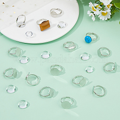DIY ブランクドーム 304 ステンレススチール製指輪製作キット  ステンレス鋼色  トレイ：12~14mm  内径：17mm&nbsp;DIY-HS0001-56