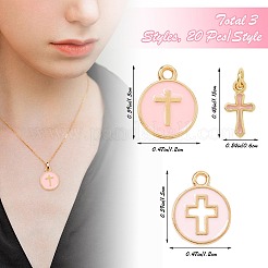 DIYジュエリー作成キット  合金と真鍮のエナメルペンダントを含む  ピンク  11.5~15x6~12x1.5~3mm  穴：1.6~3.4mm&nbsp;DIY-SZ0010-88B