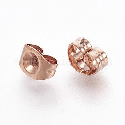 304ステンレススチール製イヤーナット  スタッド イヤリングのフリクション イヤリング バック  ローズゴールド  3x6x4.5mm  穴：0.9mm&nbsp;STAS-P221-06RG