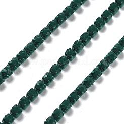鉄ラインストーンガラスカップチェーン  スプールで  エメラルド  2x2~2.5x2mm  約16.40フィート（5m）/ロール&nbsp;CH-U001-01Q