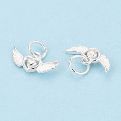 925 Sterling Silver Heart with Angel Wings Charms&nbsp;STER-T009-13S