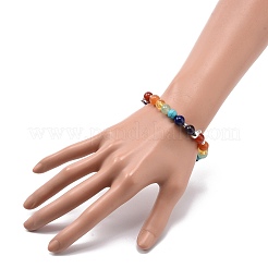 5Pcs 5 Style Natural & Synthetic Mixed Gemstone Round Beaded Stretch Bracelets Set with Alloy Tube Bails&nbsp;BJEW-JB08920