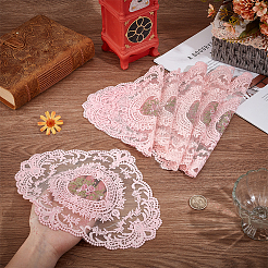 ポリエステル刺繍プレースマット  花柄とオーバル  ピンク  214x266x1mm&nbsp;AJEW-WH0314-710C