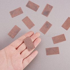 メタルタグ  真鍮タグブランクタグペンダント  長方形  赤銅鉱  32x18x0.5mm  穴：1mm&nbsp;KK-PH0035-05R