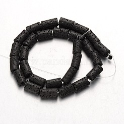 合成溶岩ロックビーズ連売り  コラム  染め  ブラック  14~15x8~8.5mm  穴：2mm  約27個/連  15.5インチ&nbsp;G-N0118-18