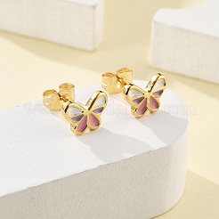 304 Stainless Steel Enamel Stud Earrings&nbsp;EJEW-B009-17G