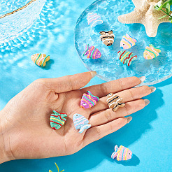 12色塗装ガラスビーズ6個  魚  エナメル  ミックスカラー  18~18.5x22x8~8.5mm  穴：1.6mm  2個/カラー&nbsp;LAMP-TA0002-38