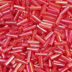 透明色の虹ガラスラッパビーズ  ABカラー  ファイヤーブリック  6x1.8mm  穴：0.6mm  1250個/ 50g&nbsp;X-TSDB6MM165B