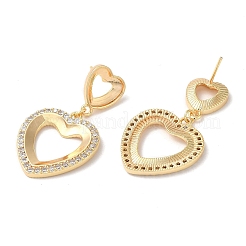 Brass Micro Pave Cubic Zirconia Stud Earring Finding&nbsp;KK-C028-08G