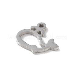 304ステンレスペンダント  クジラのチャーム  ステンレス鋼色  9.5x10.5x1mm  穴：1mm&nbsp;X-STAS-L292-01P