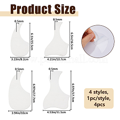 ギター指板装飾用透明プラスチック絵ステッカー4枚、4スタイル  透明  155~177x82~115x0.5mm  1個/スタイル&nbsp;AJEW-FH0007-45