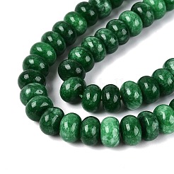 天然石ホワイトジェイドビーズ連売り  滑らかなロンデル  染め  グリーン  12x7.5mm  穴：0.5~1.2mm  約48~56個/連  14.17~16.73インチ（36~42.5cm）&nbsp;G-Q613-02A-12
