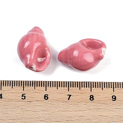 手作りの陶器ビーズ  巻き貝の形  ファンシーアンティーク施釉磁器  ライトコーラル  22x14.5x12.5mm  穴：2mm&nbsp;PORC-R003-03B