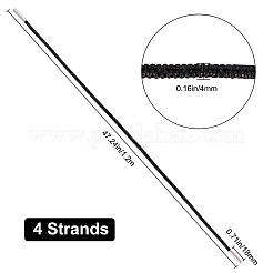ラインストーン付きコットン  スニーカー用のキラキラ光る丸い靴ひも  ブラック  1200x4mm&nbsp;DIY-WH0268-12F