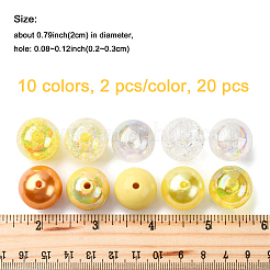 20Pcs 10 Colors Transparent & Opaque Acrylic Beads&nbsp;MACR-FP0001-20