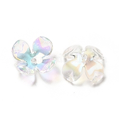 透明アクリル花座ビーズキャップ  ABカラー  4  - 花びらの花  カラフル  16.5x16.5x6mm  穴：1.8mm&nbsp;MACR-C009-15