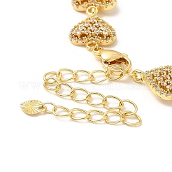 Clear Cubic Zirconia Hollow Heart Link Chain Bracelet&nbsp;BJEW-A132-13G
