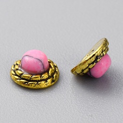 亜鉛合金カボション  プラスチック製のビーズと  女性のためのネイルアートの装飾アクセサリー  アンティーク黄金  半円  5.5x3mm&nbsp;MRMJ-WH0320-05B-02