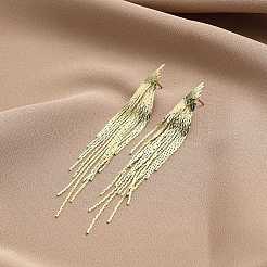 Cubic Zirconia Chains Tassel Earrings&nbsp;EJEW-P236-06G