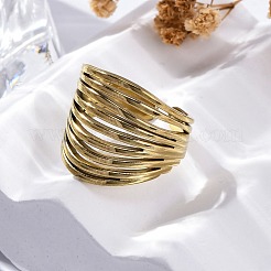 女性用304ステンレススチールオープンカフリング  イオンプレーティング（ip）  18KGP本金メッキ  16mm&nbsp;RJEW-F174-04G