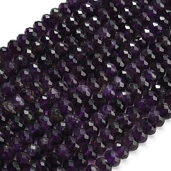 天然石アメジストビーズ連売り  ロンデル  多面カット  9.5~10x6.5~7.5mm  穴：1mm  約54~57個/連  15.24~15.43''（38.7~39.2センチメートル）&nbsp;G-C280-A07-02