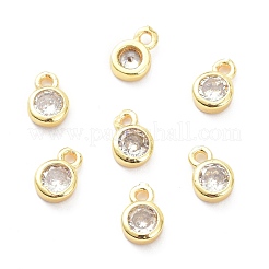 Brass Micro Pave Clear Cubic Zirconia Charms Pendants&nbsp;ZIRC-K086-23G