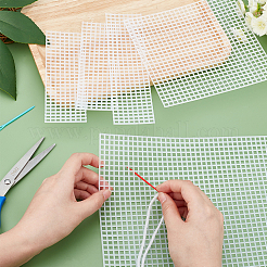 DIYの長方形のプラスチックメッシュシートセット  刺繡編みバッグボトムアクセサリー用  ホワイト  150~328x50~196x1.6mm  5個/セット&nbsp;DIY-WH0301-11