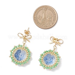 Flower Glass Dangle Stud Earrings&nbsp;EJEW-MZ00522-02