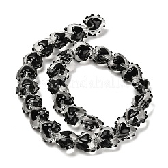 手作りランプワークビーズ  エナメル  ハート  ブラック  14~15x15~15.5x8.5~9.5mm  穴：1.4mm&nbsp;X1-LAMP-I028-01C