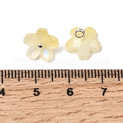 ガラスチャーム  花  プラチナトーンの真鍮ループとグリッターパウダー付き  グラデーションカラー  ゴールド  11x11x7mm  穴：1.8mm&nbsp;GLAA-G127-05D