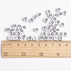 White Cube Letter Acrylic Beads&nbsp;X-PL37C9308-Q
