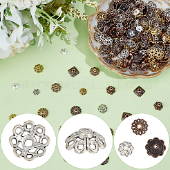 300Pcs 15 Styles Tibetan Style Alloy 4-Petal Bead Caps&nbsp;TIBE-PA0001-21