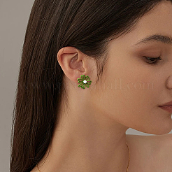 3 Pairs 3 Colors Daisy Flower Acrylic Stud Earrings&nbsp;EJEW-GO0003-31