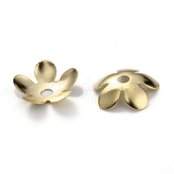 真鍮製ビーズキャップ  カドミウムフリー＆鉛フリー  長持ちメッキ  5  - 花びらの花  24KGP本金メッキ  8.5x2mm  穴：1.5mm&nbsp;KK-Z007-19G