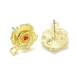 ラックメッキ合金スタッドピアスファインディング  カドミウムフリー＆ニッケルフリー＆鉛フリー  花  シャム  16x12mm  穴：1.6mm  ピン：10.5x0.5mm&nbsp;FIND-C053-01G-02