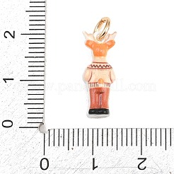 304ステンレススチールエナメルペンダント  動物チャーム  ゴールドカラー  鹿のチャーム  18x7x6mm  穴：3.7mm&nbsp;STAS-F358-01G-09