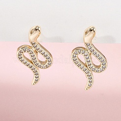 Brass Clear Cubic Zirconia Hoop Earrings&nbsp;EJEW-Q014-36G
