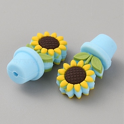 Sunflower Flowerpot Food Grade Eco-Friendly Silicone Beads&nbsp;SIL-TAC0002-20D