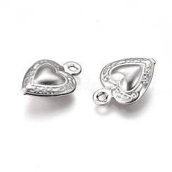 変色しにくい304ステンレススチールチャーム  ハート  ステンレス鋼色  12x9x3mm  穴：1mm&nbsp;STAS-I138-14P