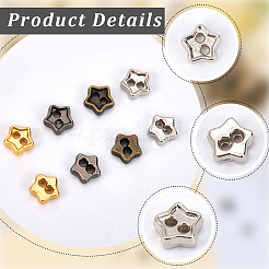 200色合金ボタン4個  2穴  スター  ミックスカラー  4x4x1.5mm  穴：0.8mm  50個/カラー&nbsp;BUTT-CY0001-13