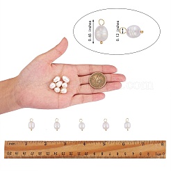 天然養殖淡水パールペンダント  本物の 18K ゴールドメッキのブラスループ付き  ライス  古いレース  16.5~17mm  穴：3mm  約50個/箱&nbsp;PEAR-SZ0001-08