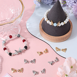 8Pairs 2 Colors Brass Micro Pave Cubic Zirconia Bead&nbsp;KK-SC0004-26