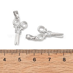 真鍮マイクロパヴェクリアキュービックジルコニアペンダント  はさみチャーム  プラチナ  21x10x2mm  穴：4x2.5mm&nbsp;CU-L277-08P