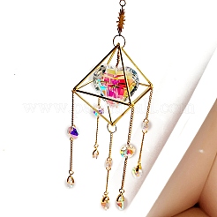 Rhombus Brass with Iron Chain Hanging Ornaments&nbsp;PW-WG5D558-01